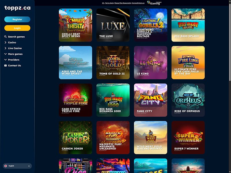Toppz Casino games