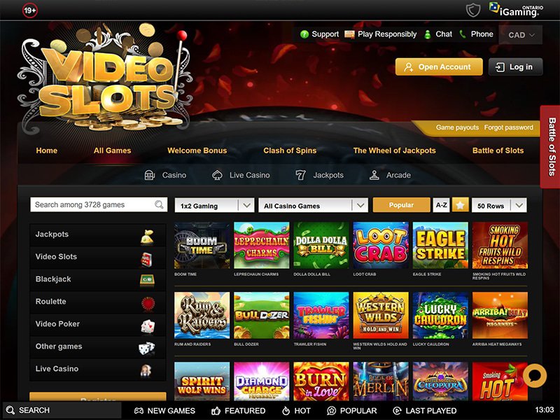 VideoSlots Casino Alberta website