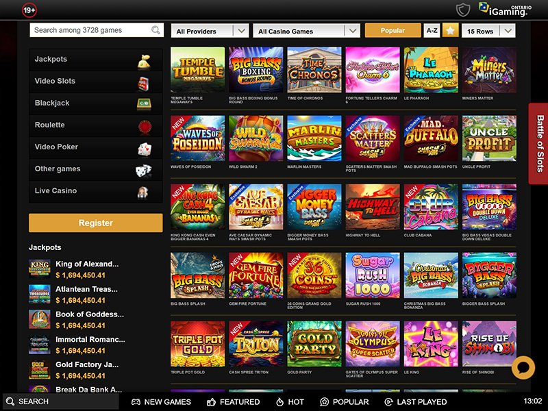 VideoSlots Casino Alberta games