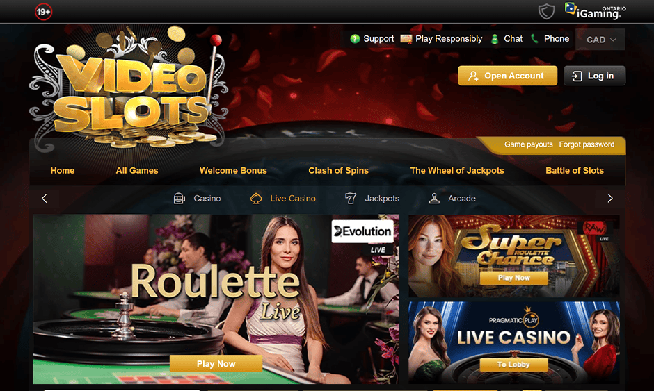 videoslots casino ontario games screenshot