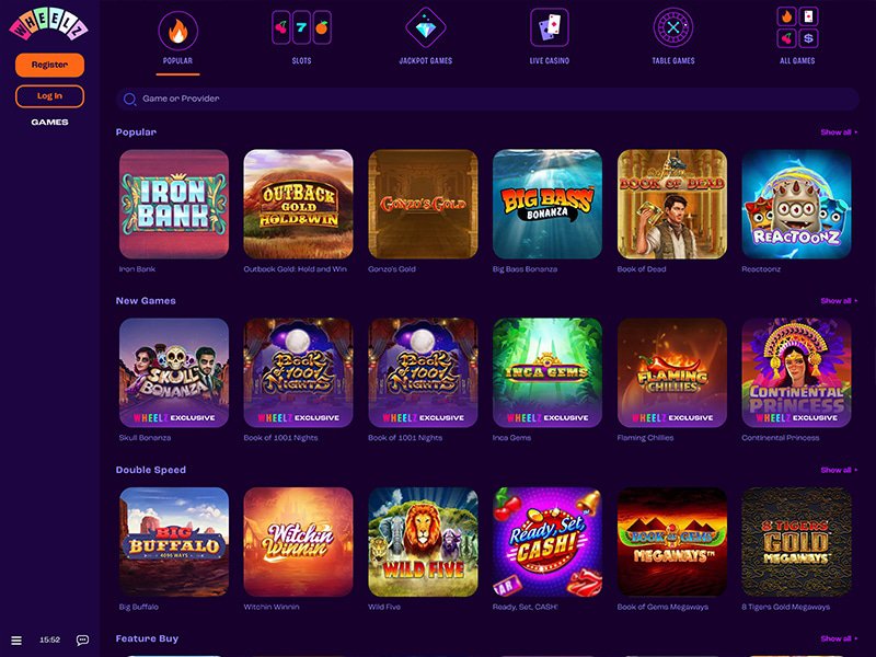 Wheelz Casino Alberta games