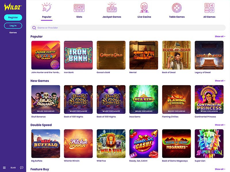 Wildz Casino Alberta games
