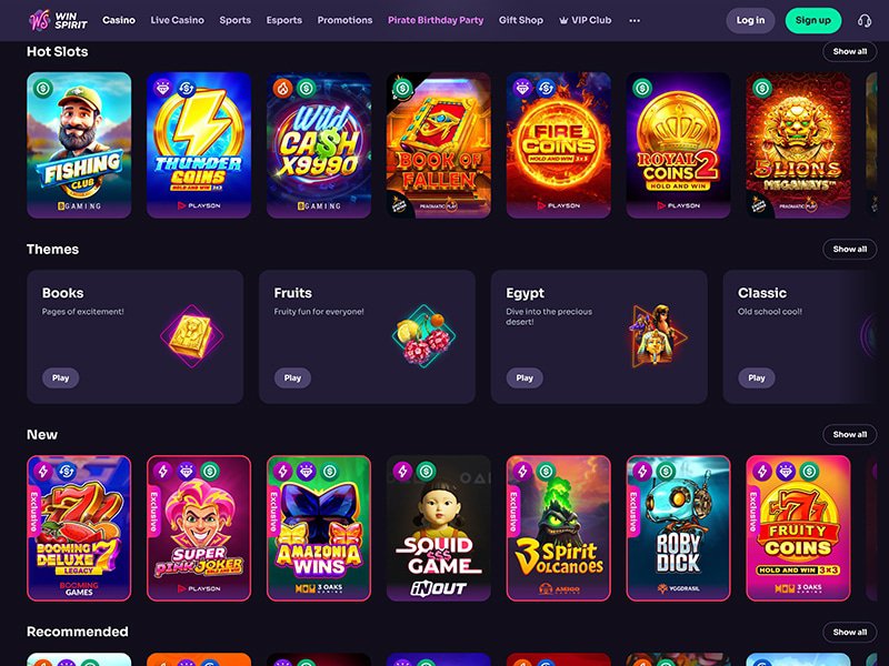 Win Spirit Casino games