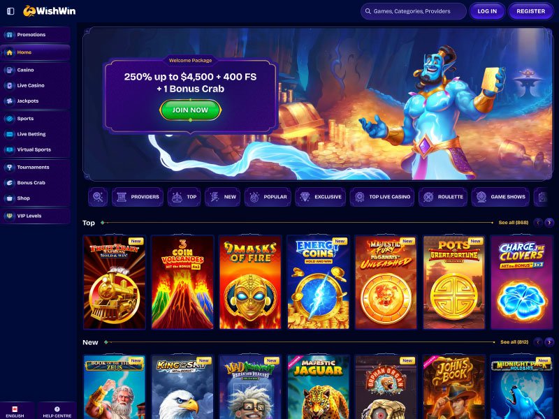 WishWin Casino website