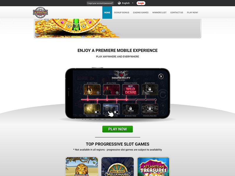 Zodiac Casino Alberta website