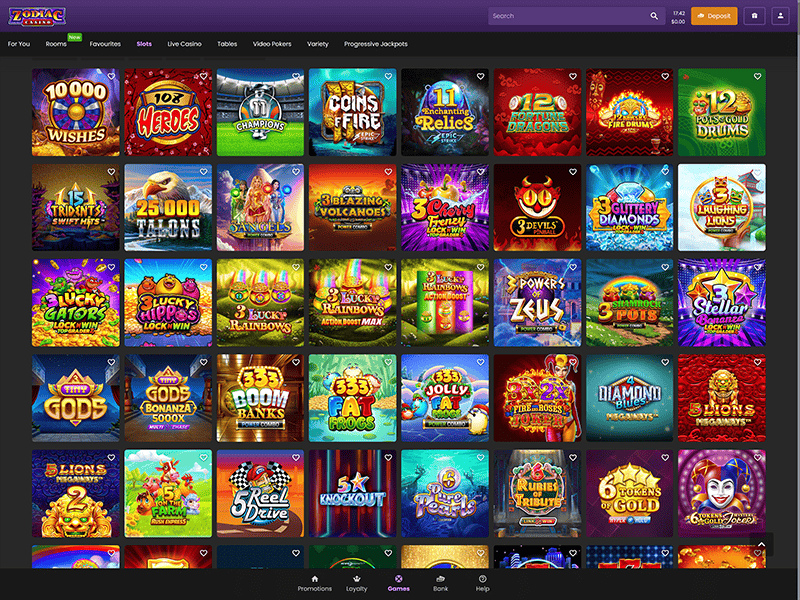 Zodiac Casino Alberta games